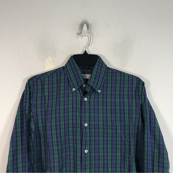 Alberto Aspesi Long Sleeve Plaid Button Up Shirt, Men's Size 39 15.5 - Green - Picture 5 of 10